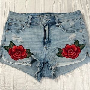 American Eagle embroidered jean shorts
